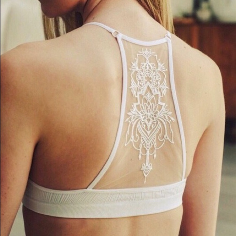 Tattoo Mesh Racerback Bralette in White - Picture 2 of 7